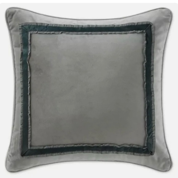 Waterford Linens Ansonia 14-Inch Square Throw Pillow in Pewter NWT - Picture 1 of 2